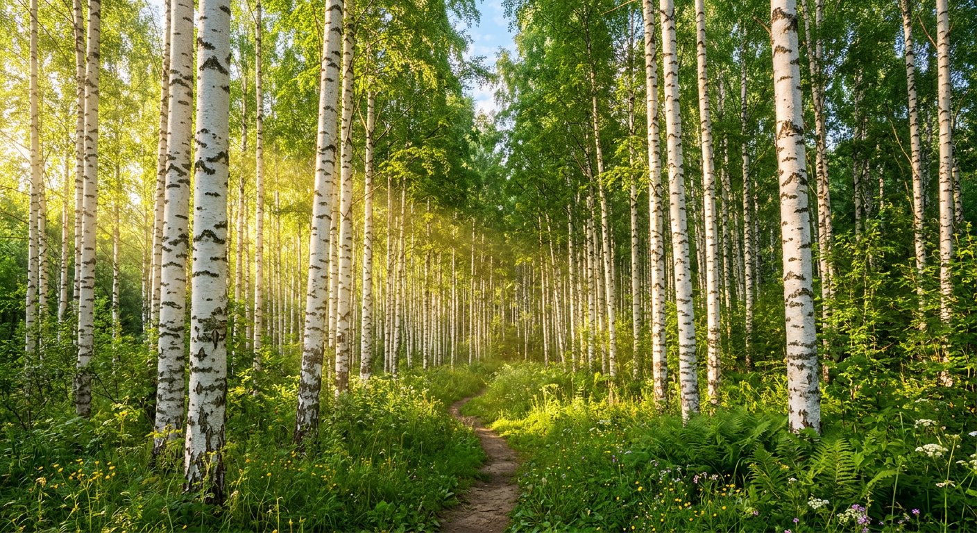 Летний берёзовый лес